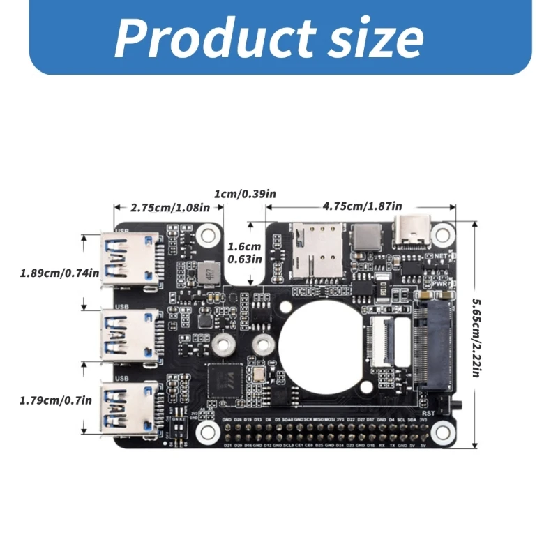 Карта расширения PCIE to M.2 USB 3.2 Gen1 HAT + Разъем Карта расширения для RPi 5 HAT Высокоскоростная сеть