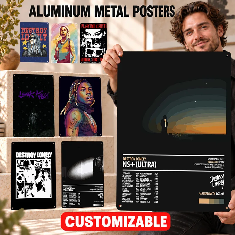 Destroy Lonely Printed Posters Bold Decorative Graphic Bedroom Wall Art Personalized Aluminum Metal Sign Gift For Music Lovers