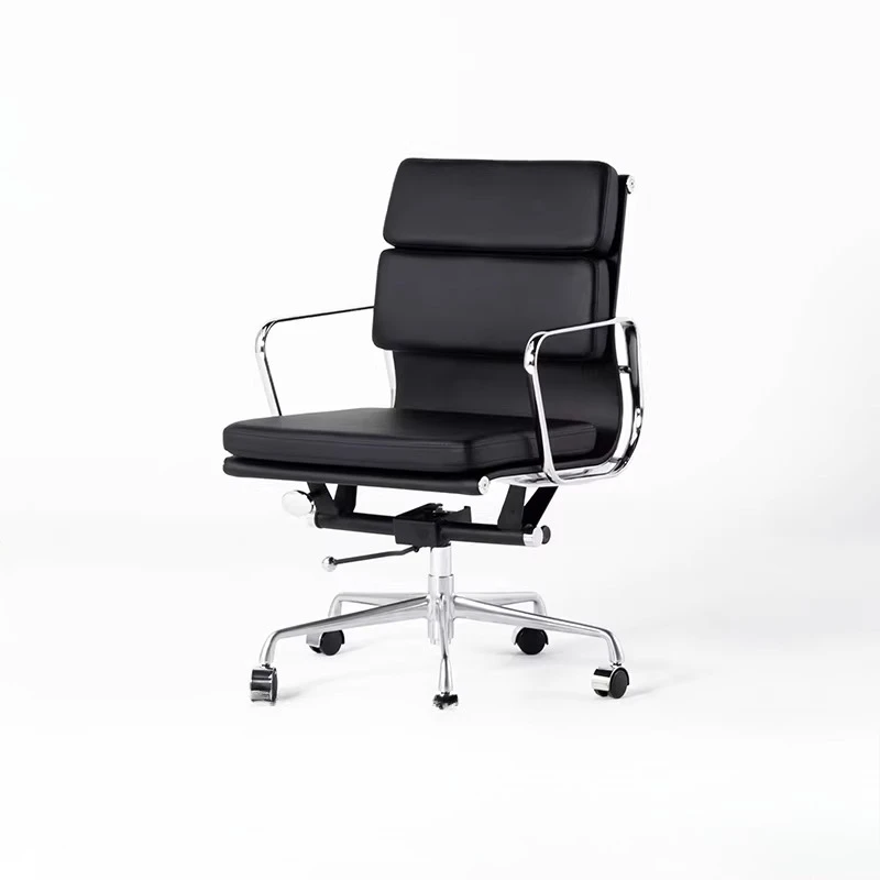 

Italian minimalist black leather computer chair for home use