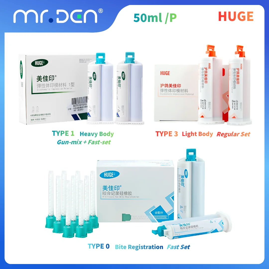 Disposable Mixing Gun for Dental Impression - Addition-Curing Silicone Cartridges Light Body & Putty Polymerization Molding Kit