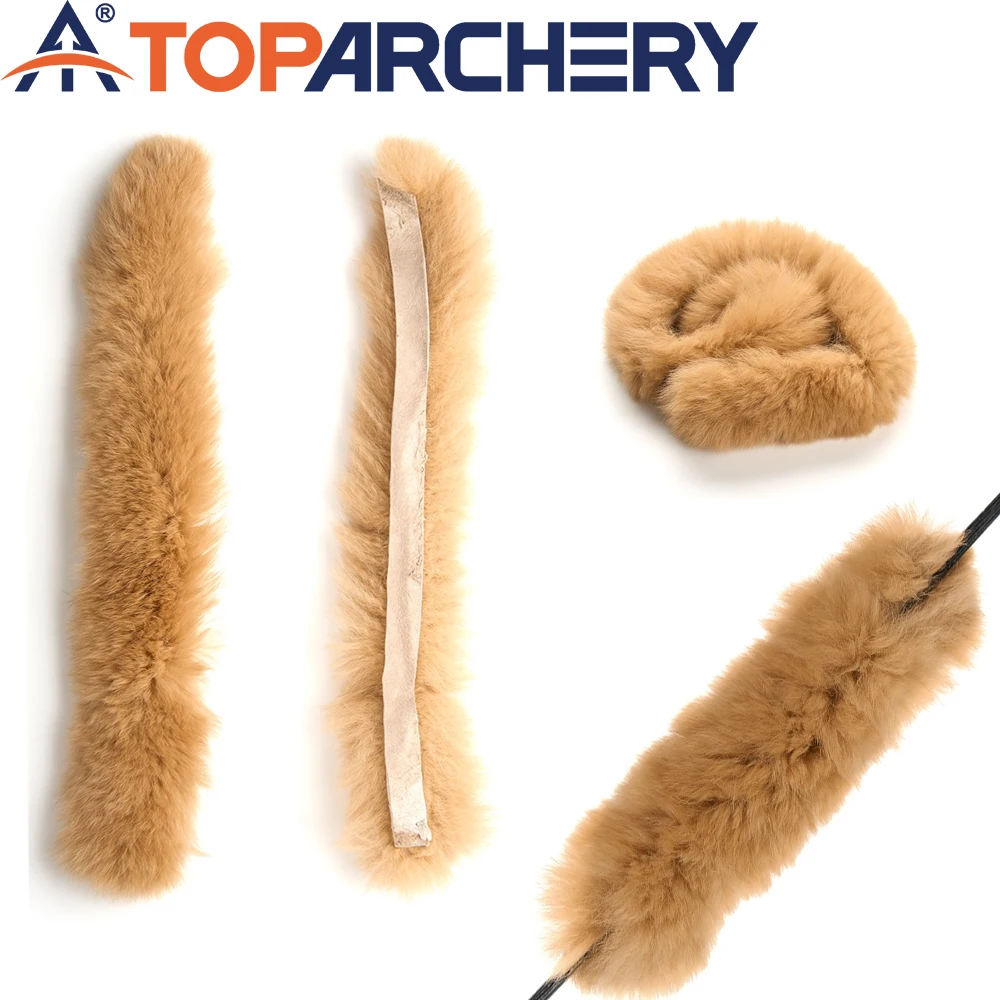 1/2 Pair Archery Shock Absorbing Khaki Rabbit Fur Bow String Stabilizer Recurve Bow Traditional longbow Archery Accessories