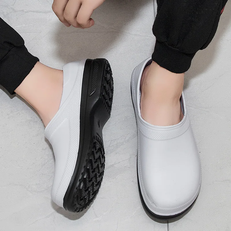 High Quality Chef Shoes Non-slip Waterproof Oil-Proof Kitchen Cook Flat Working Shoes Hotel Restaurant Clogs Men Slippers Flat