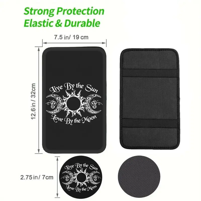 1Pc Car Armrest Cover 2Pcs Cup Coasters Sun Moon Tribal Print Prevent Scratch Car Accessories For Sun Moon Lovers