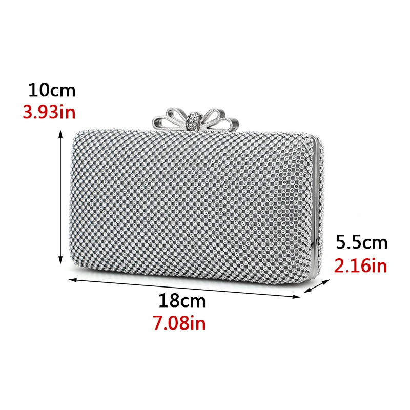 Bow Metal Evening Bags With Diamonds Day Clutch New Design Brand Party Shoulder Chain Handbags Purse