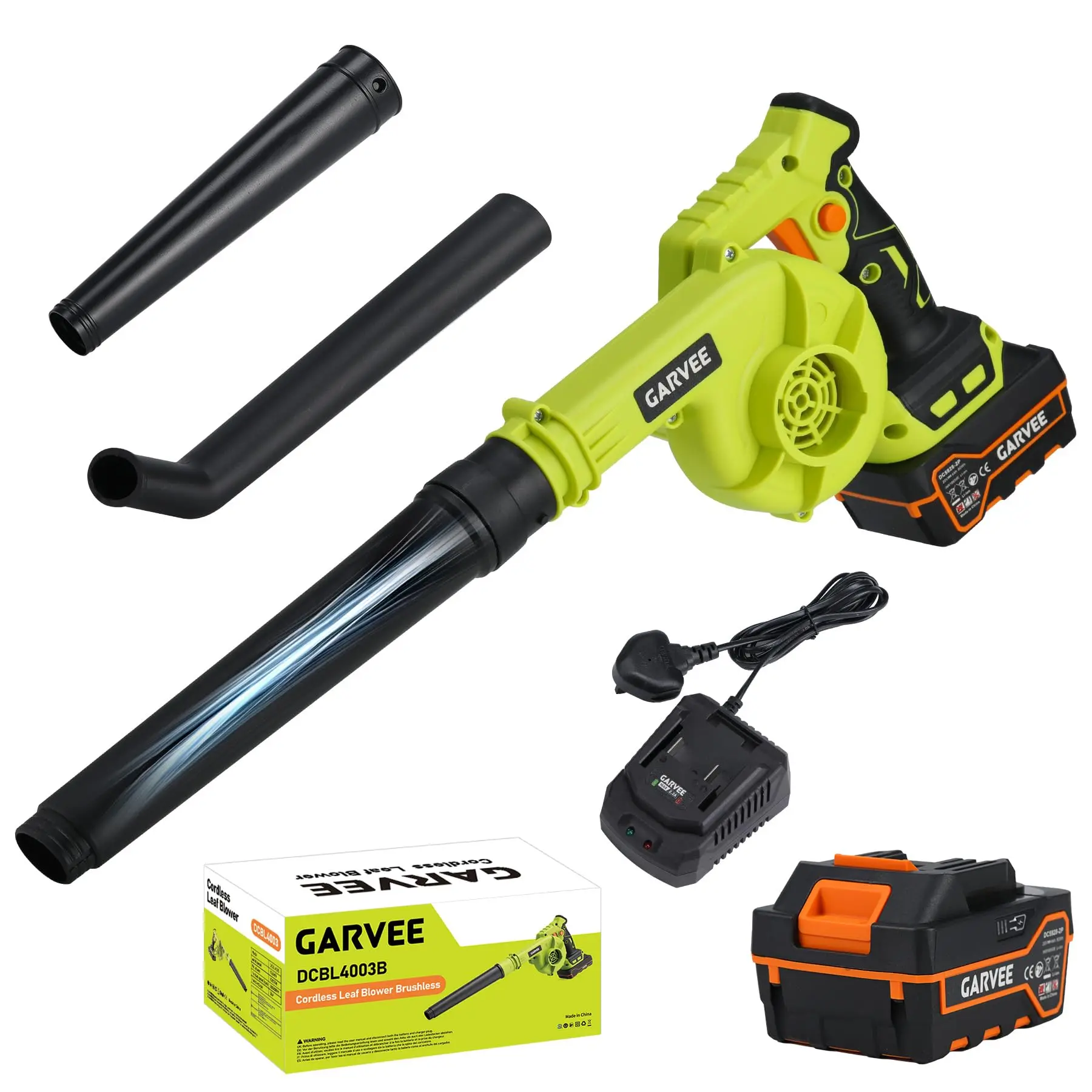 20V Wire-Free Leaf Blower – 117 MPH, 76 CFM, Lightweight with 4.0Ah Battery & Fast Charger, 3-Section Tube for Yard, Lawn, Patio & Snow – Green