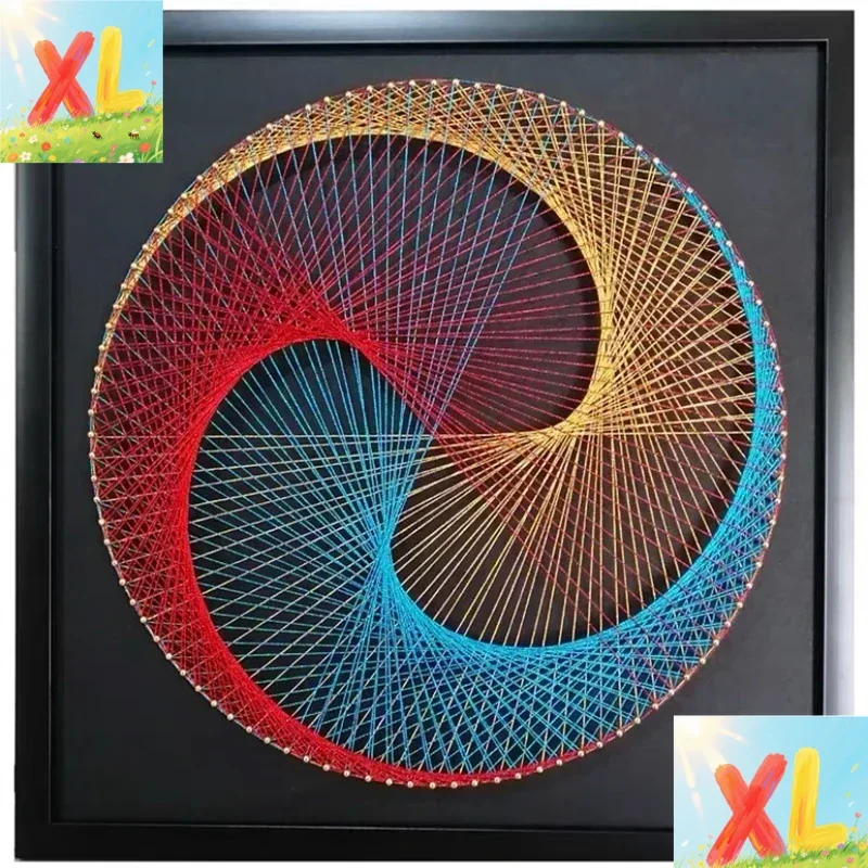 

Geometry nail winding painting DIY material package wool winding painting hand decorative yarn string silk gift