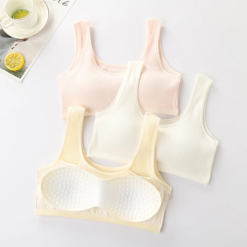 Underwear for female students, teenage development period, sports cotton vest, junior high school bra, anti bulge point, comfort