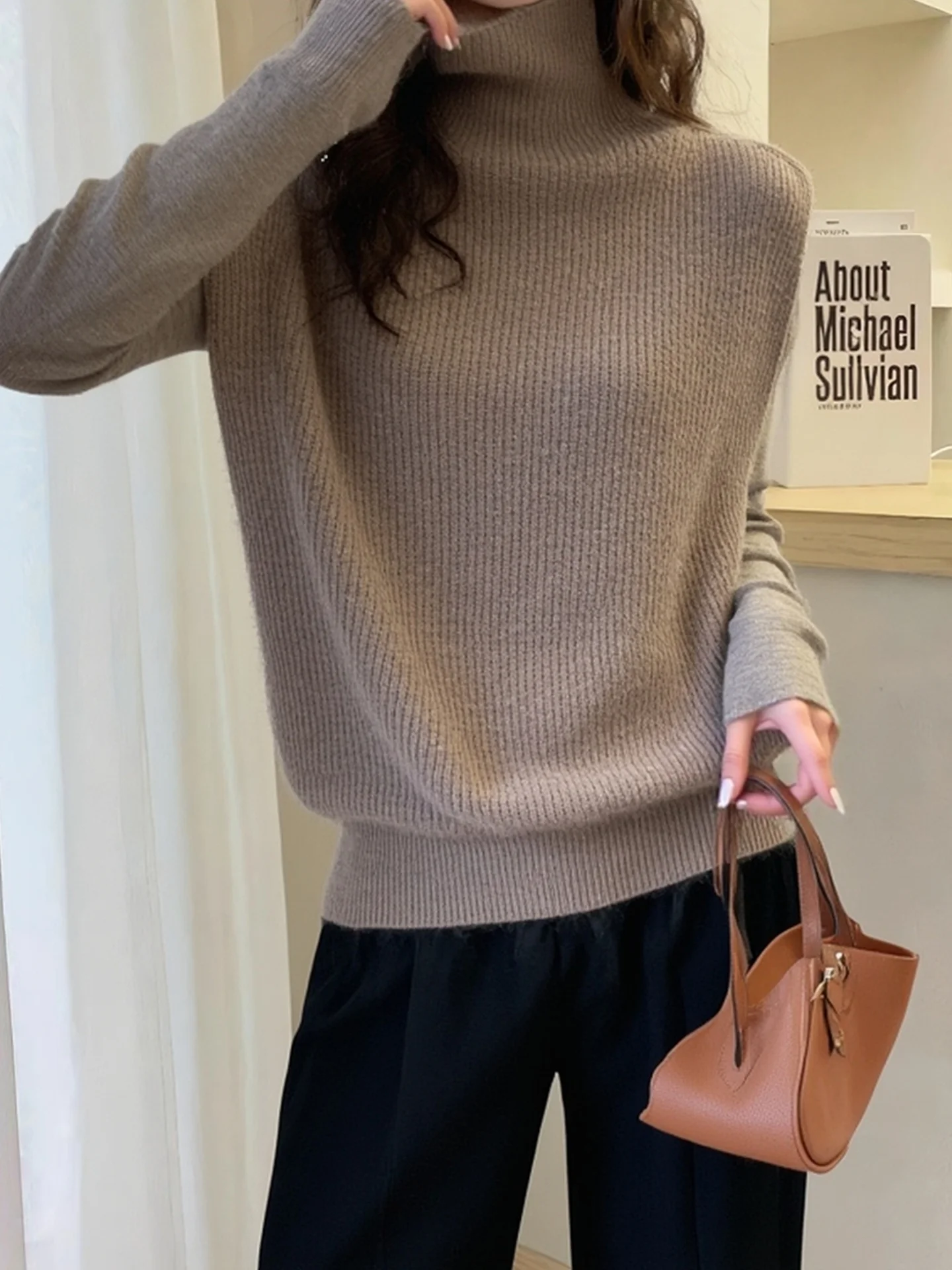 Trendy Design Svel High Collar Knitted Vest 2025 Winter Commute Versatile Loose Fit  Color Outerwear for Women