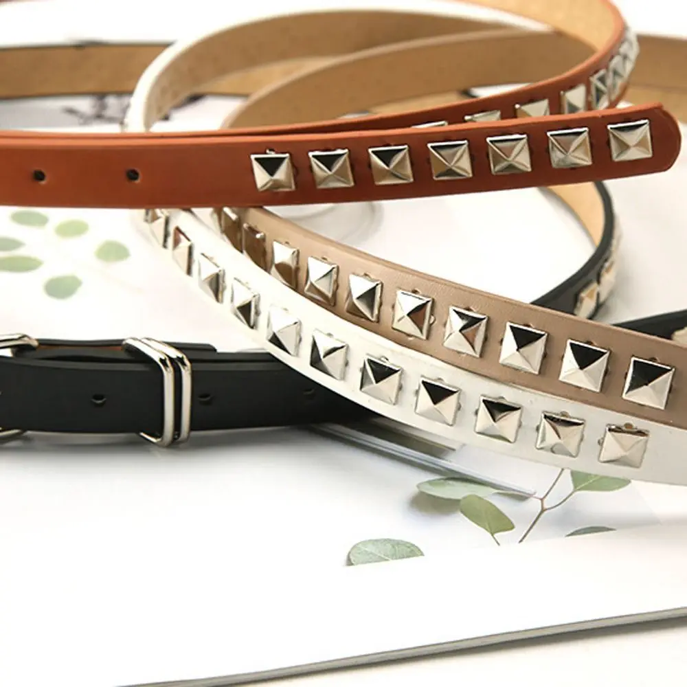 エレガントなパンクゴシック男性用メタルバックル薄型リベットウエストベルトウエストストラップ女性ウエストバンド PU レザー
