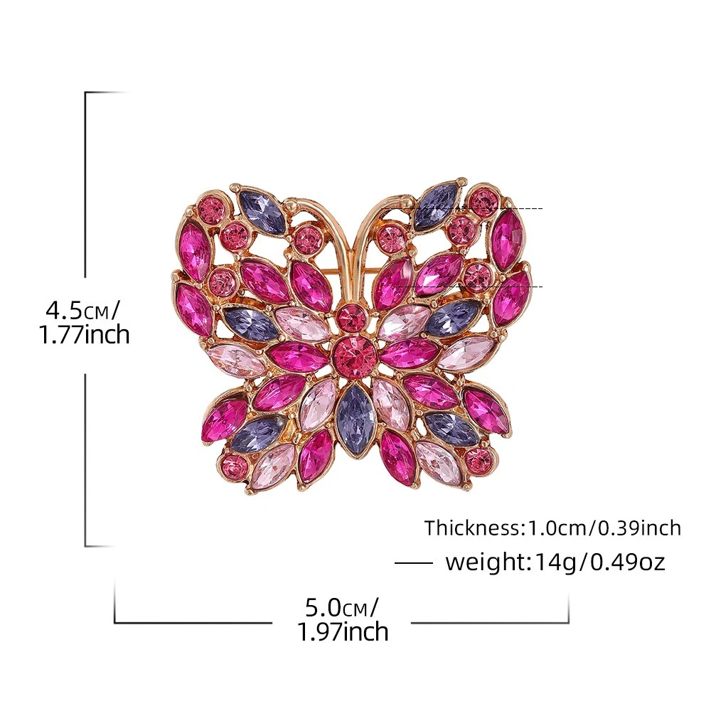Dynamic and Colorful Butterfly Brooch Adorned Colorful Shimmering Butterflies Pins Coat Collar Decoration Bag Clip Accessories