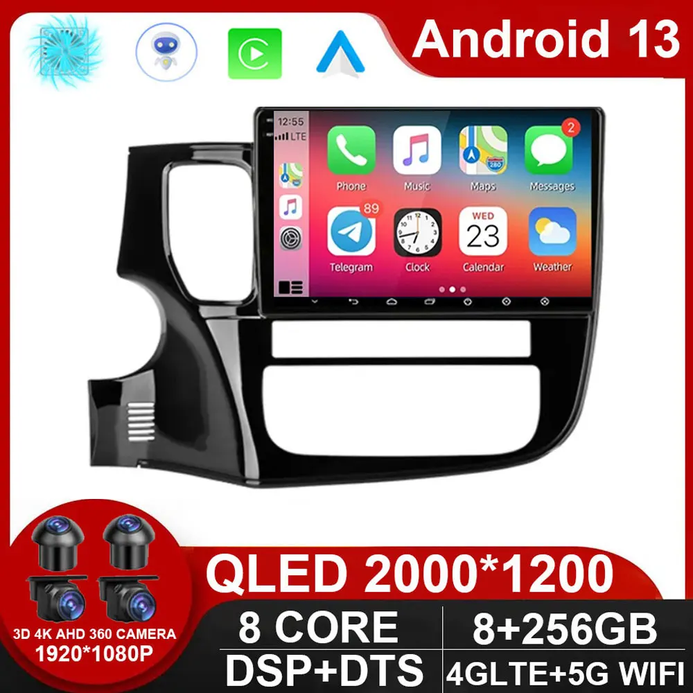 

Android 13 Car Multimedia Player Radio for Mitsubishi Outlander 3 2012-2018 Video 4G DVD Stereo Audio Head Unit Carplay NO DVD