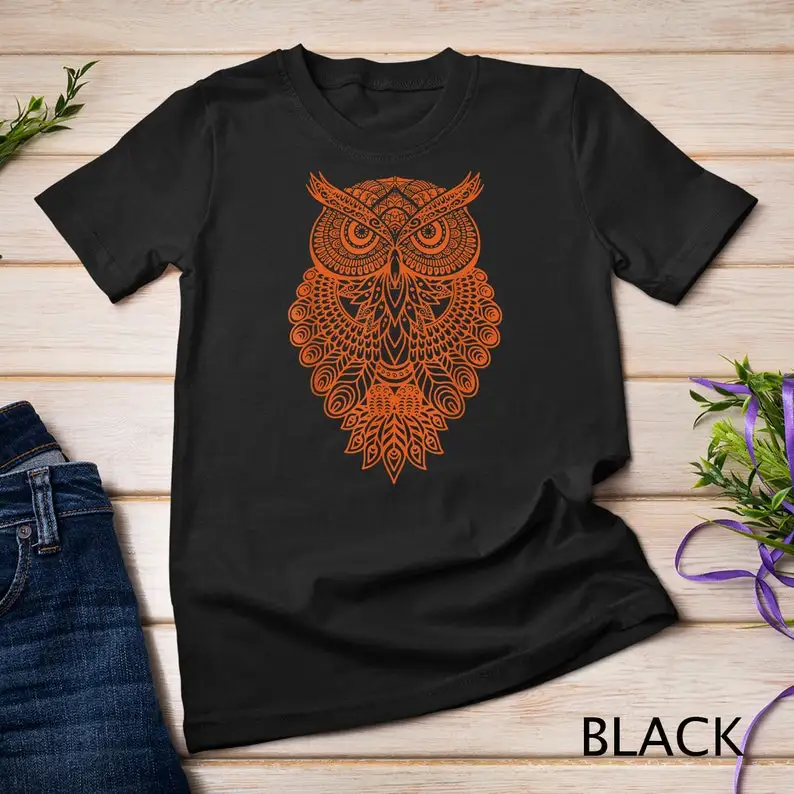 

Cute Geometric Owl Art Mandala Style Bird Men Women T-Shirt