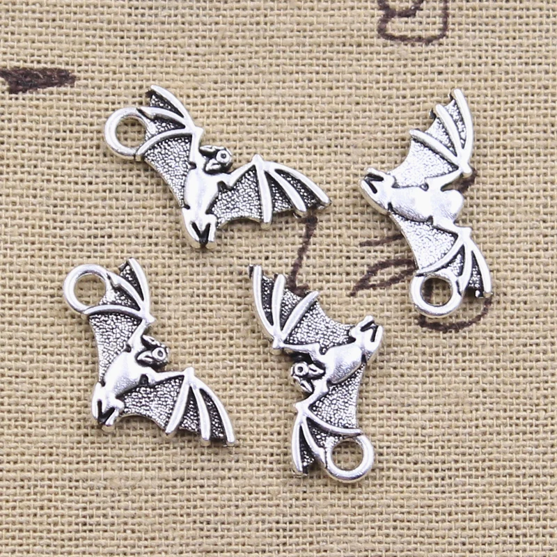 15pcs Charms Flying Bat Halloween 22x12mm Antique Silver Color Pendants Making DIY Handmade Tibetan Finding Jewelry