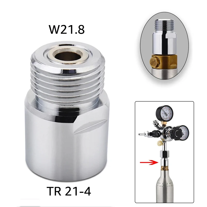 ELECQUEEN Soda Cylinder Adapter,Thread W21.8 Convert To TR21-4,Soda Bottle Converter for Homebrew Co2 Regulator Beer Carbonated