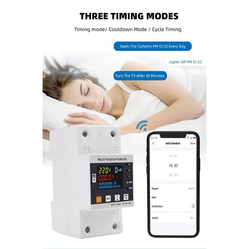 

63A TUYA Wi-Fi умная защита от утечки на землю при пониженном напряжении реле автоматический выключатель энергии счетчик электроэнергии-B12B