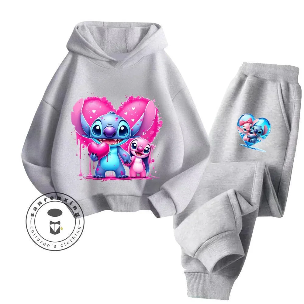 Stich Cartoon Kleidung gemütliche und modische Hoodie Jogger-Sets geeignet für Herbst und Winter Kinder Outdoor-Sport Hoodie-Set