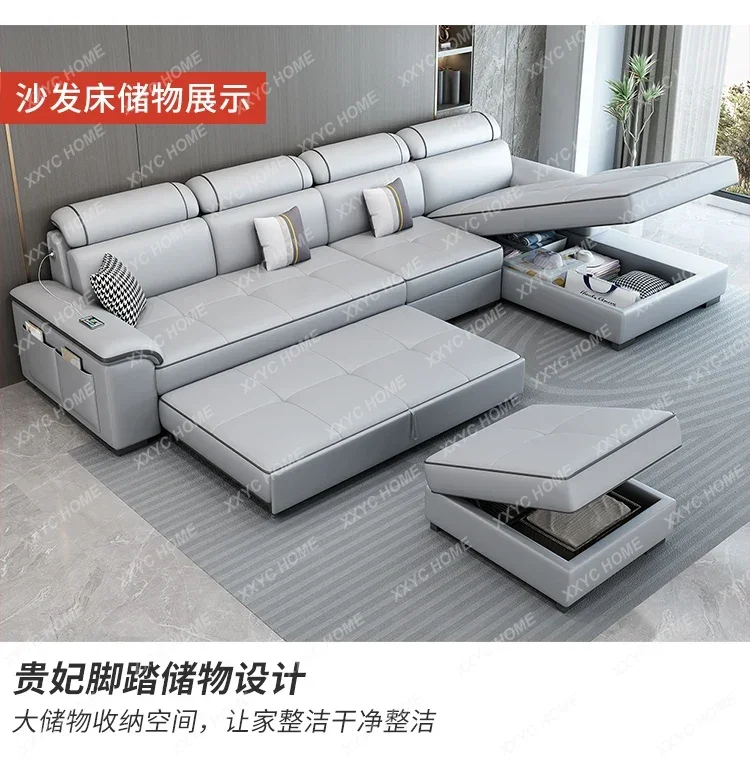 A  Minimalist Double Sofa Genuine Leather Sectional Living Room Sofas Convertible Armchair  Muebles Lounge