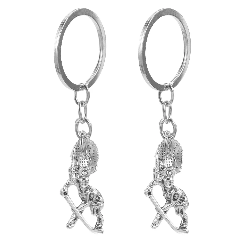 2 قطعة سلسلة المفاتيح هوكي الجليد شكل فريد متعدد الاستخدامات لمحبي الرياضة فريق المدربين دائم تذكار هدية الرياضة المفاتيح لمحبي #1