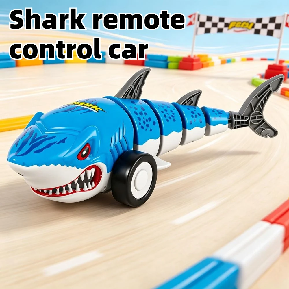 充電式rcシャークおもちゃの車-24g-4方向リモコンシャークカー-ライト付き-誕生日プレゼント-フェスティバルギフト