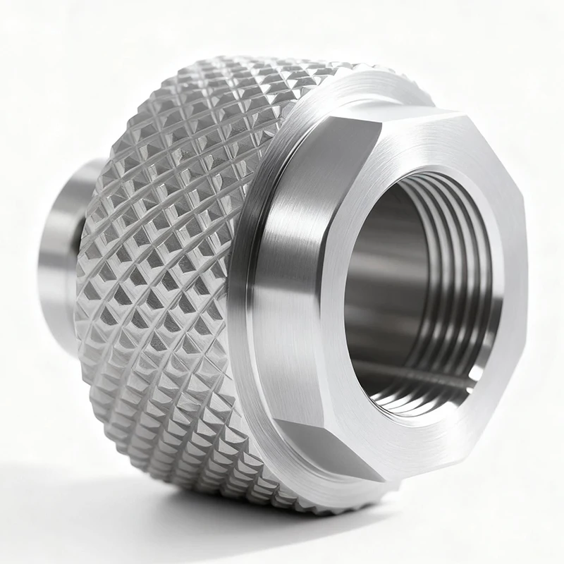 

CNC Machined Aluminum Knurled Threaded Knob Metal Parts Milling Turning Drilling for Machining