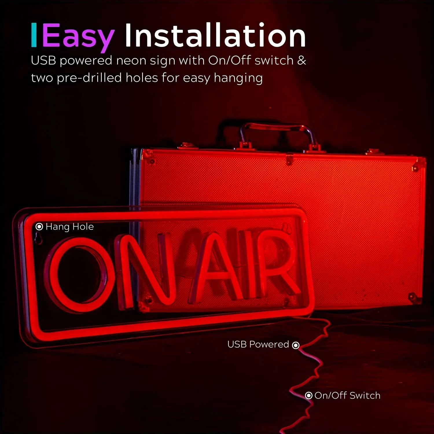 ON AIR Neon Signs - LED Live On Air Neon Lights For Gamers Streaming/Recording Sign - Round Led Sign For Studio, Wall, Bedroom,