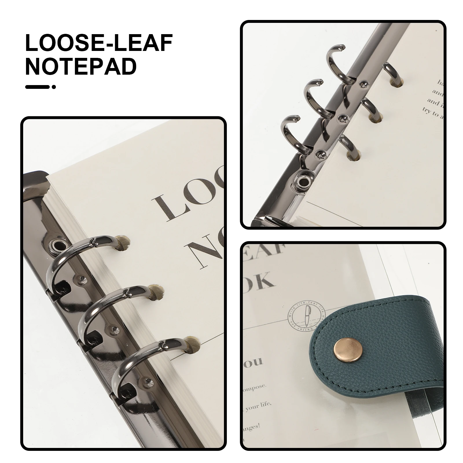 

Portable Loose-Leaf Notebook Refill Scrapbook Tabs Pocket Binder Planner Notepad for Travel Office Daily Writing Scheduling
