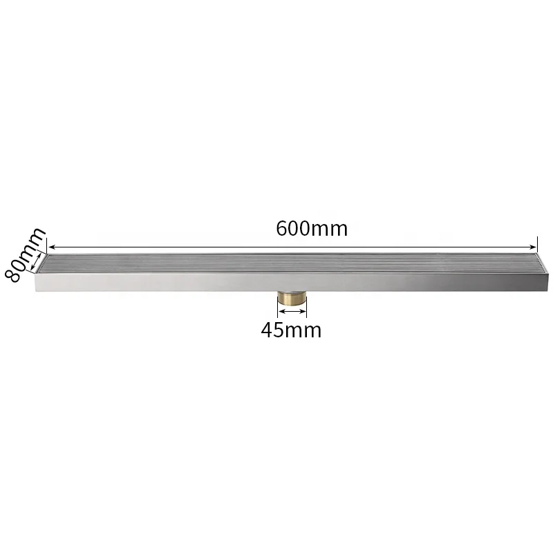 Customizable 80mm Wide Linear Shower Floor Drain Modern Design Stainless Steel Wall Drain SS304 24 Inch Long Shower Drain