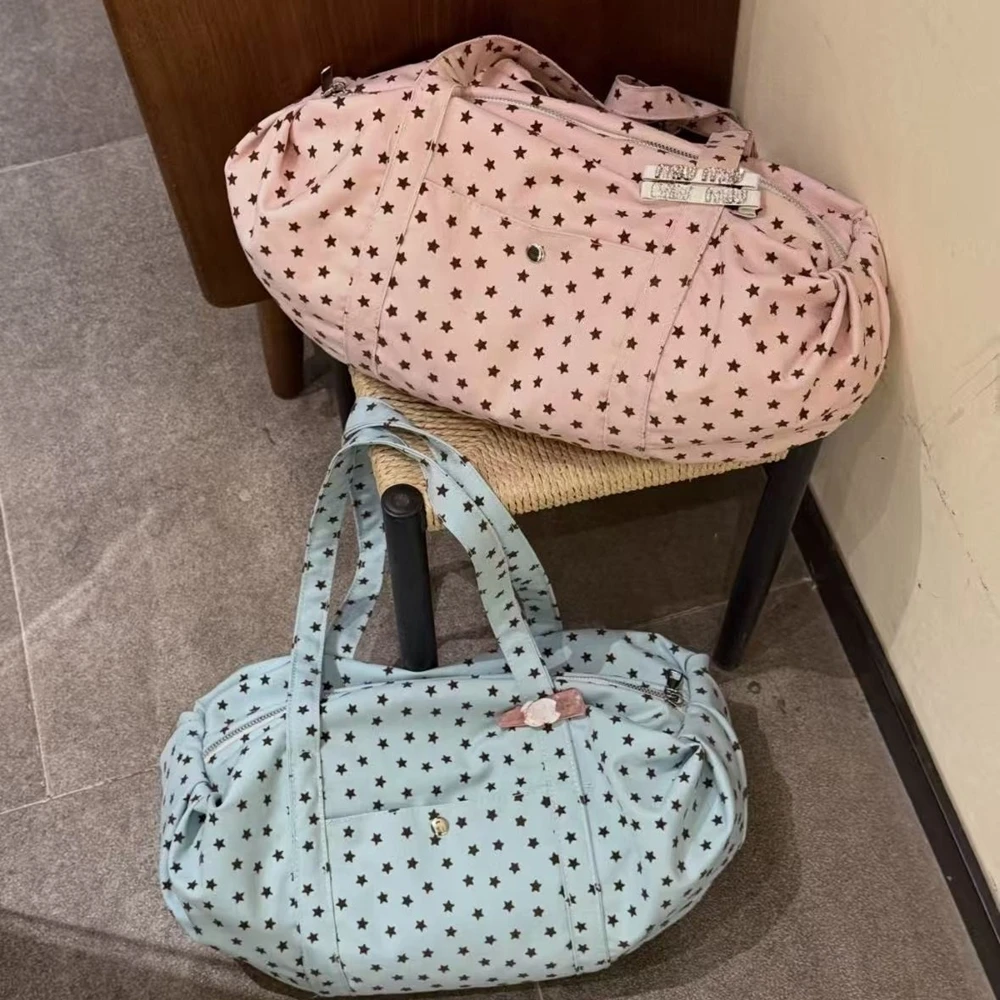 Summer Y2K Star Handheld Wave Point Tote Bag Korean Commuter Lightweight Large Capacity Underarm Shoulder Bag