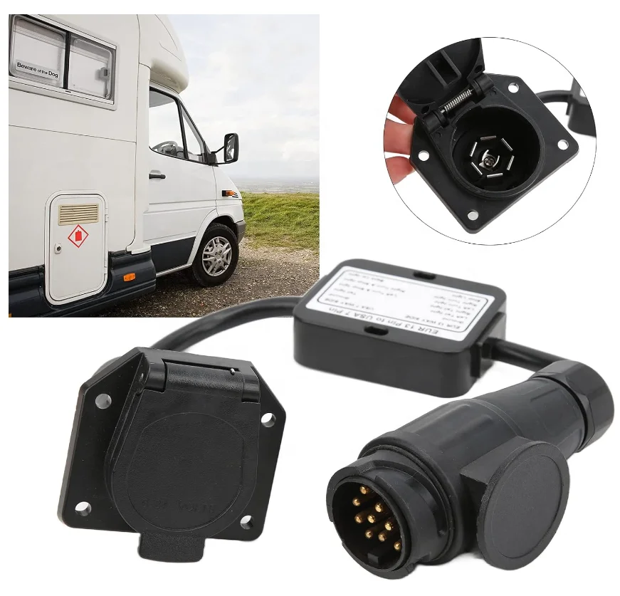 European 13-Pin to American 7-Way Trailer Light Converter Round Plug - view 3