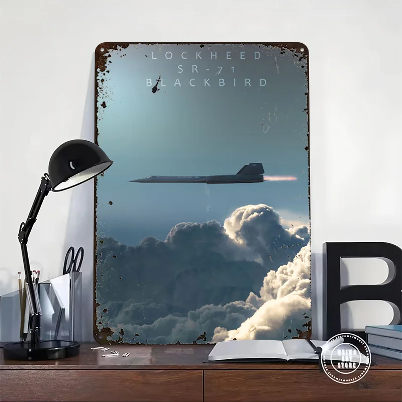 SR 71 Military Plane Tinplate Poster Customized Wall Art Vintage Metal Signs Retro Tin Plaque for Office Decor Room Accessories