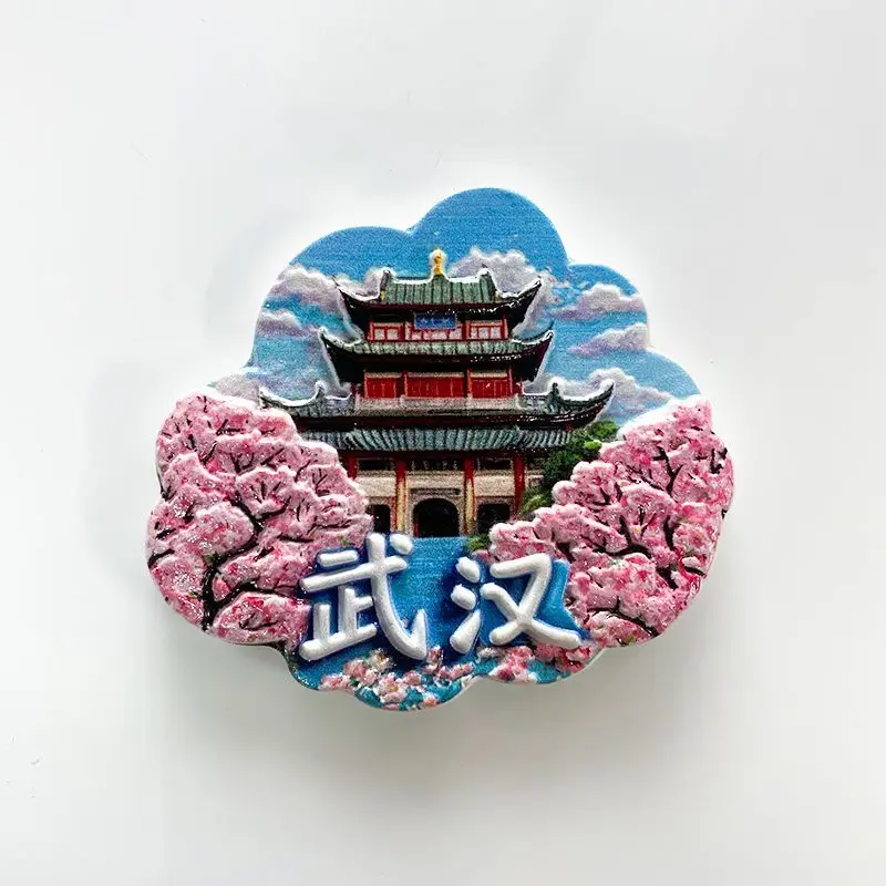 

Wuhan Tourist Souvenirs Yellow Crane Tower City Scenery Cultural and Creative Home Decorations3dPainted Refrigerator Magnet Gift