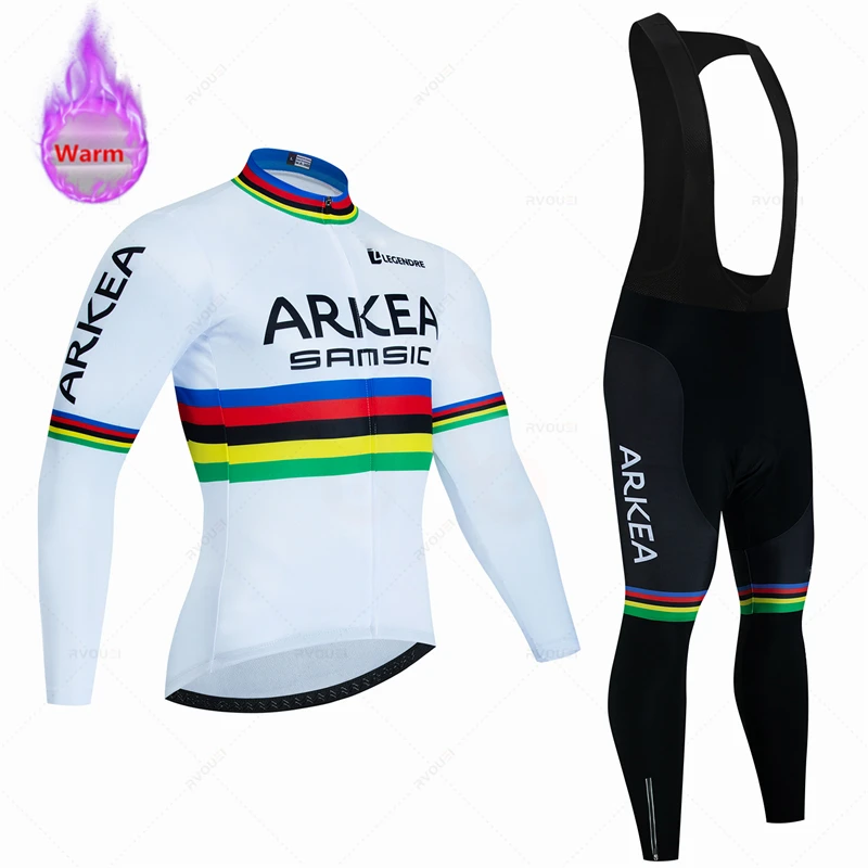 Arkea-Thermal Fleece Cycling Jersey Set, Bicycle Clothing, Outdoor Bike Clothes, MTB Ropa Ciclismo, Bib Pants Set, Winter