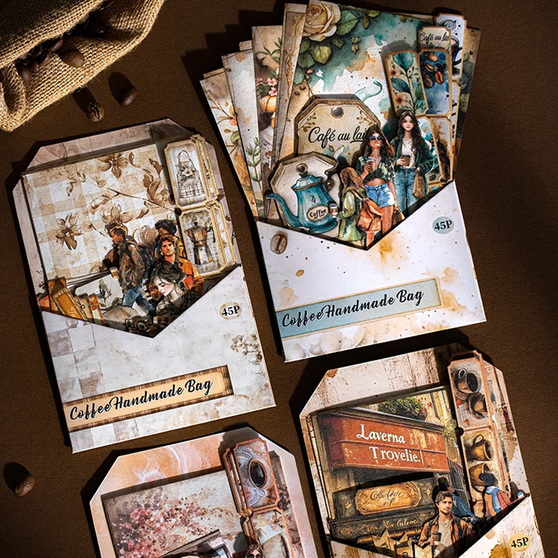 45 قطعة/الحقيبة القهوة تحت عنوان اليدوية القرطاسية مجموعة الرجعية نمط DIY بها بنفسك المواد الزخرفية لألبومات بطاقات المعايدة المغلفات مجلة #4