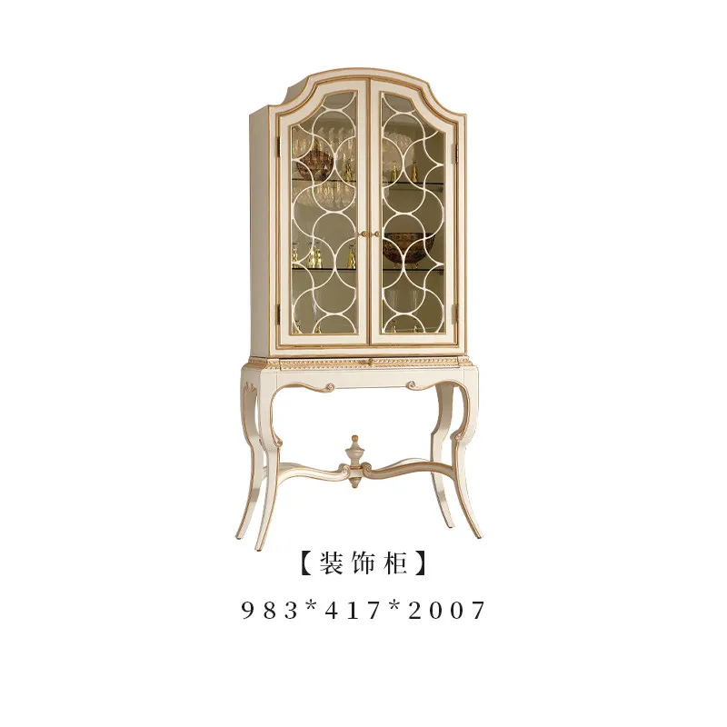 XZ French light luxury decoration, solid wood gold foil display cabinet European glass wine cabinet