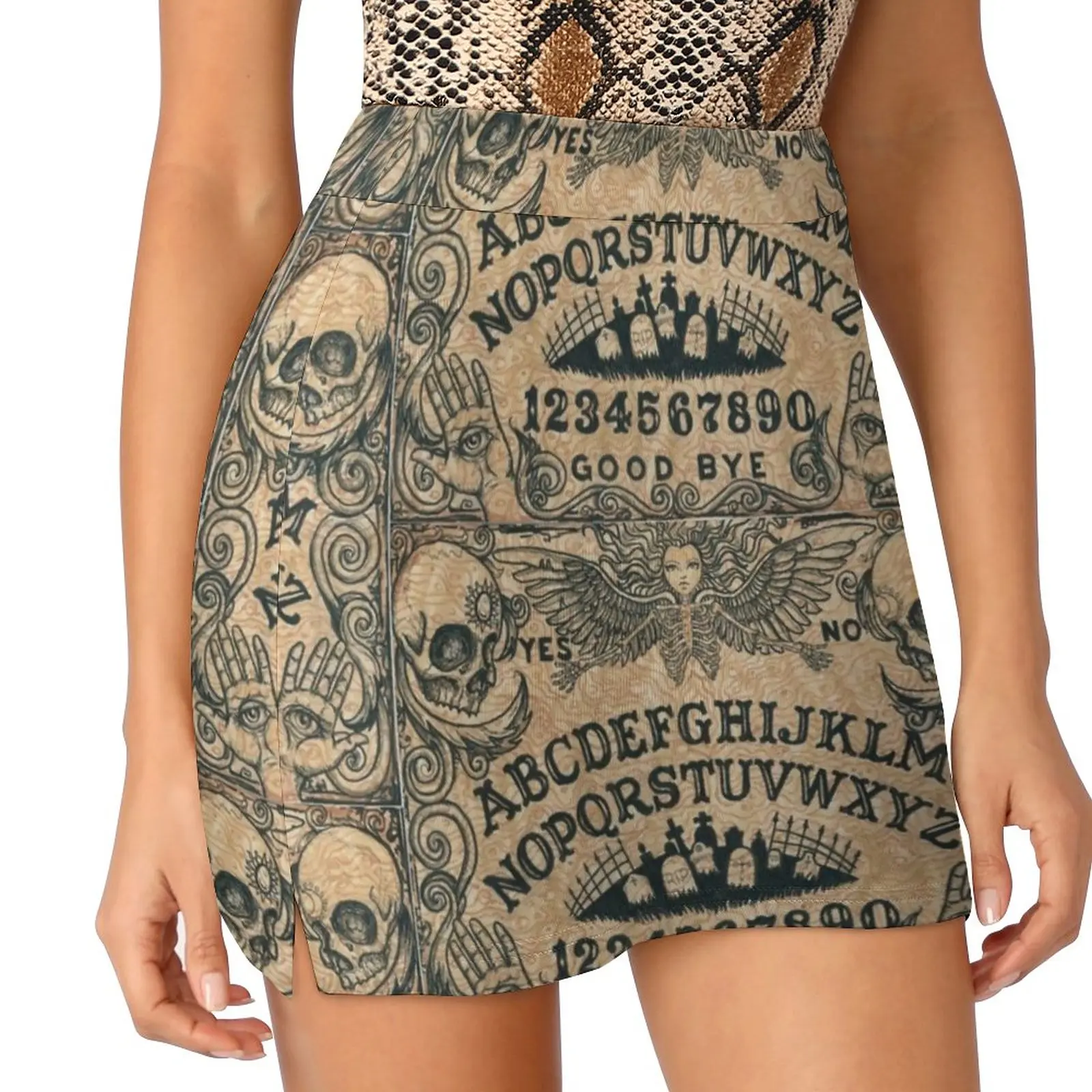 Angel Of Death Witch Board Women's skirt With Pocket Vintage Skirt Printing A Line Skirts Summer Clothes Ouija Occult Witch