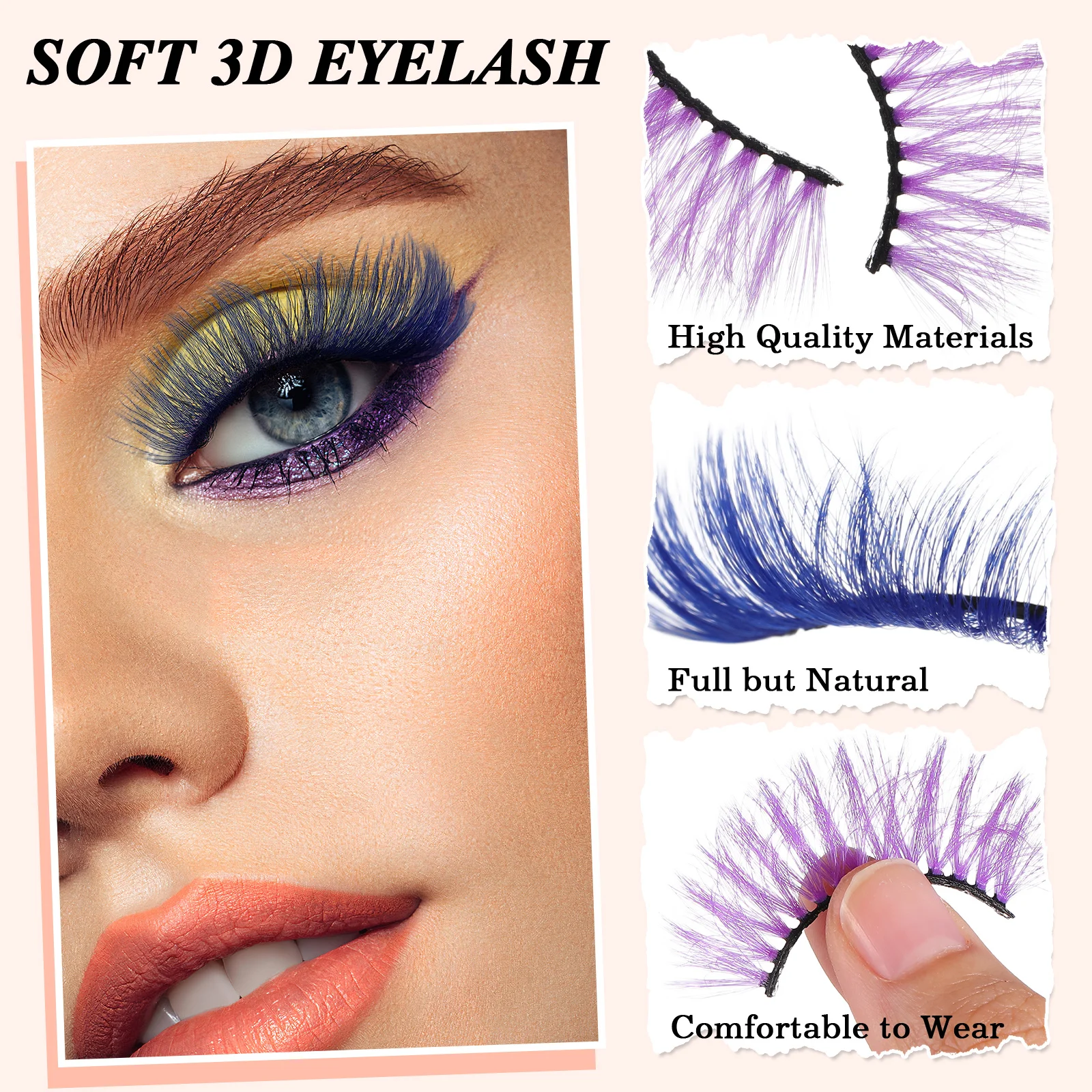 5Pairs Colorful Fake Eyelashes Creative Daily Party Makeup Long Thin Comfortable False Lashes Fake Eyelashes Beauty Eyelash