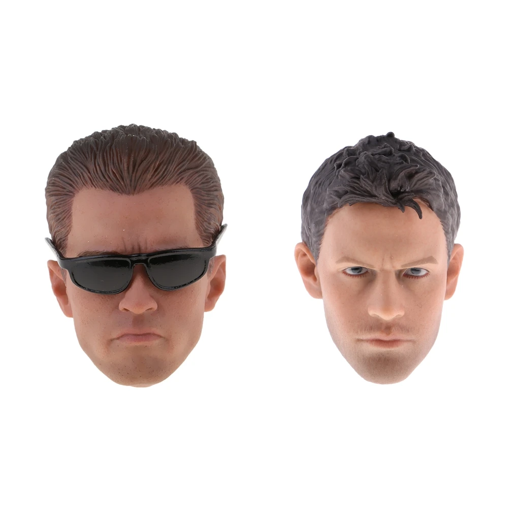 Action Figure Head Sculpt with Eyeglasses Male Head Sculpture for 12 Inch Figure Body Parts Collectible