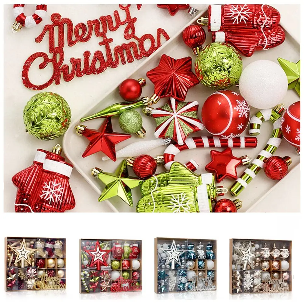 

70Pcs Plastic Tree Top Star Christmas Ball Set Painted Christmas Gifts Xmas Ornament Ball DIY Christmas Gifts Boxes Pendant