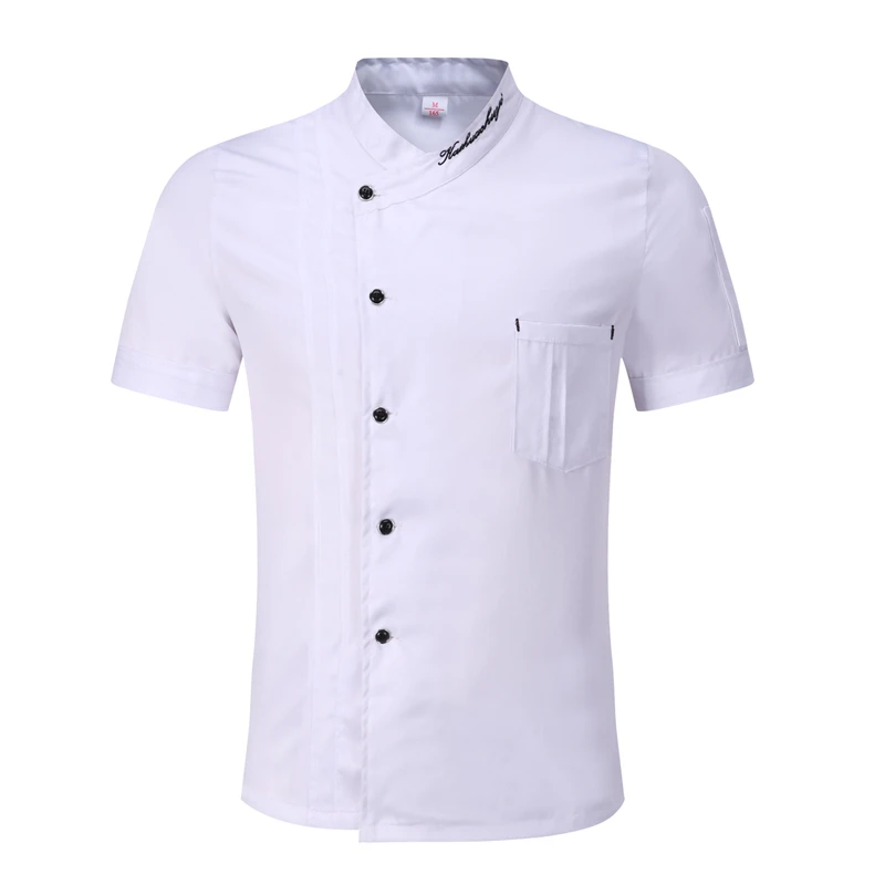 Zomer Ademend Enkele-breasted Food Service Jas Unisex Borduren Kok Werkkleding Hotel Restaurant Keuken Chef Uniform