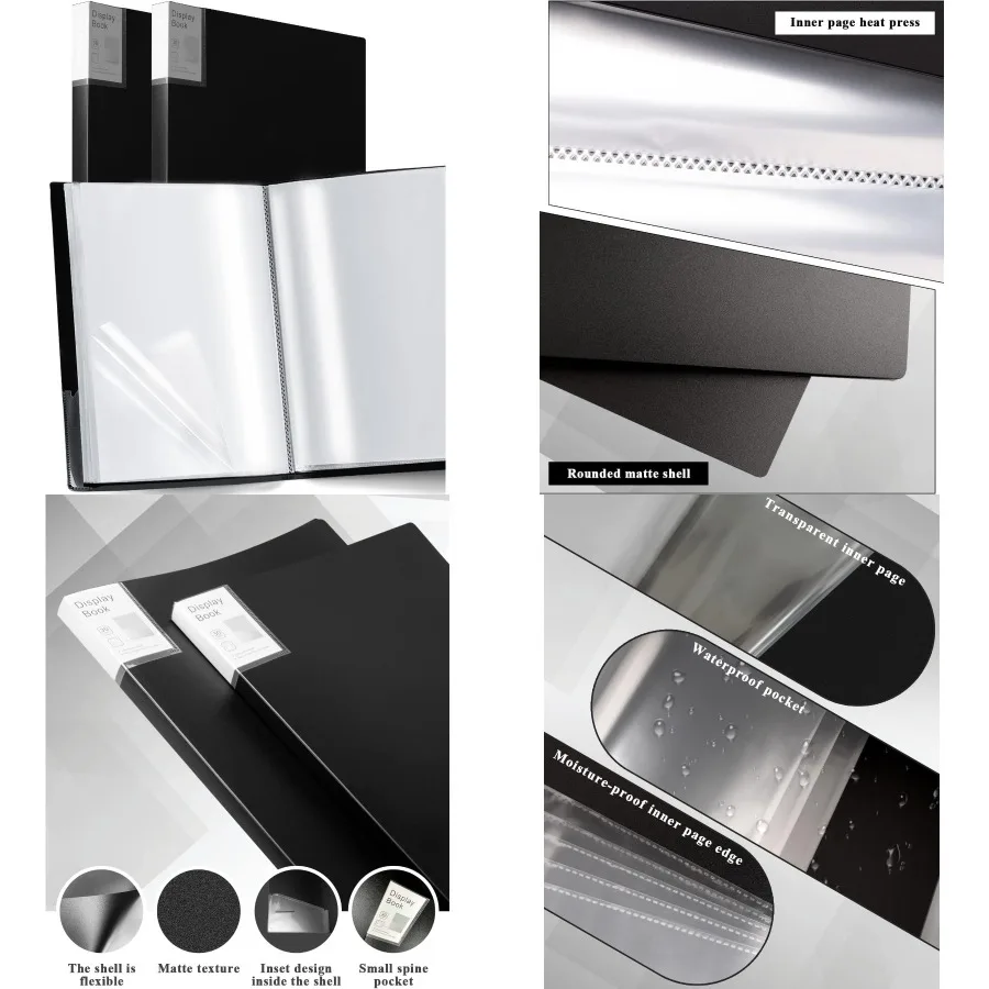 Portfolio de arte premium, 3 paquetes, libro de presentación de 11x17, carpeta negra con fundas de plástico para obras de arte, libro de exhibición profesional
