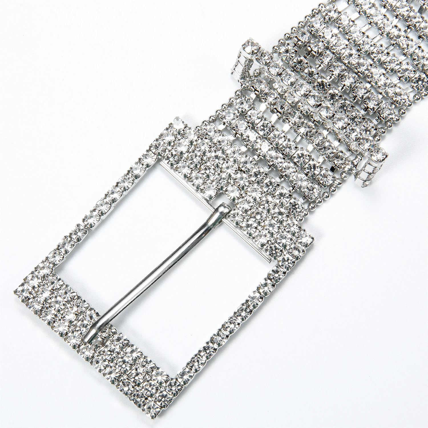 Brand Luxury Shiny Women\'s Rhinestones belt bright Bride Bling Crystal Diamond Belt Sliver Wedding Party Wide Long Chain belt