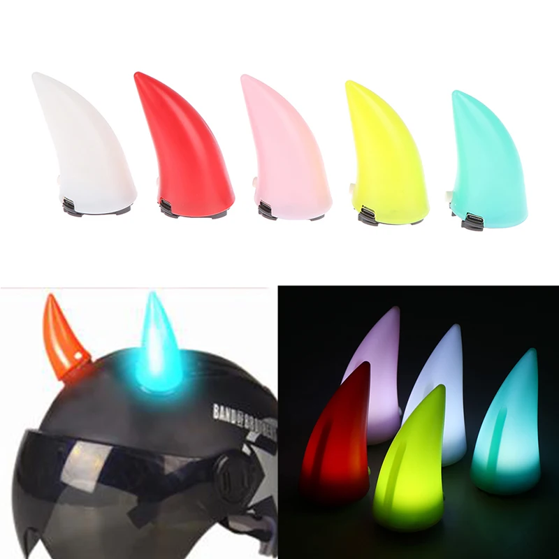 Universal Motorcycle Helmet Glow Devil Horn Outdoor Sport Devil's Horns Corner Helmet Decoration Black Green Pink White Blue