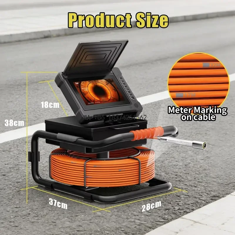 Wmwmnu for Sewer Pipe Inspection Self Leveling 512HZ 18 23MM Lens 7 Inch DVR Drain Pipeline Industrial Endoscope with