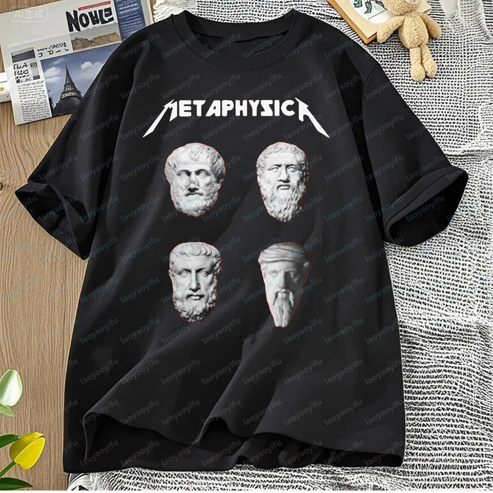 Creative Metaphysica Fun Metal Philosophy Tees Metaphysical Socrates Aristotle Pythagoras Exitentialism T-Shirts Men Tops