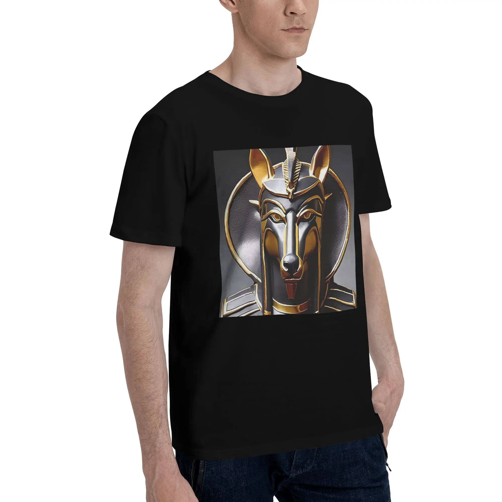 

Мужская футболка Old Egyptian God Anubis, футболки больших размеров, мужские хлопковые футболки с круглым вырезом, короткие летние мужские футболки