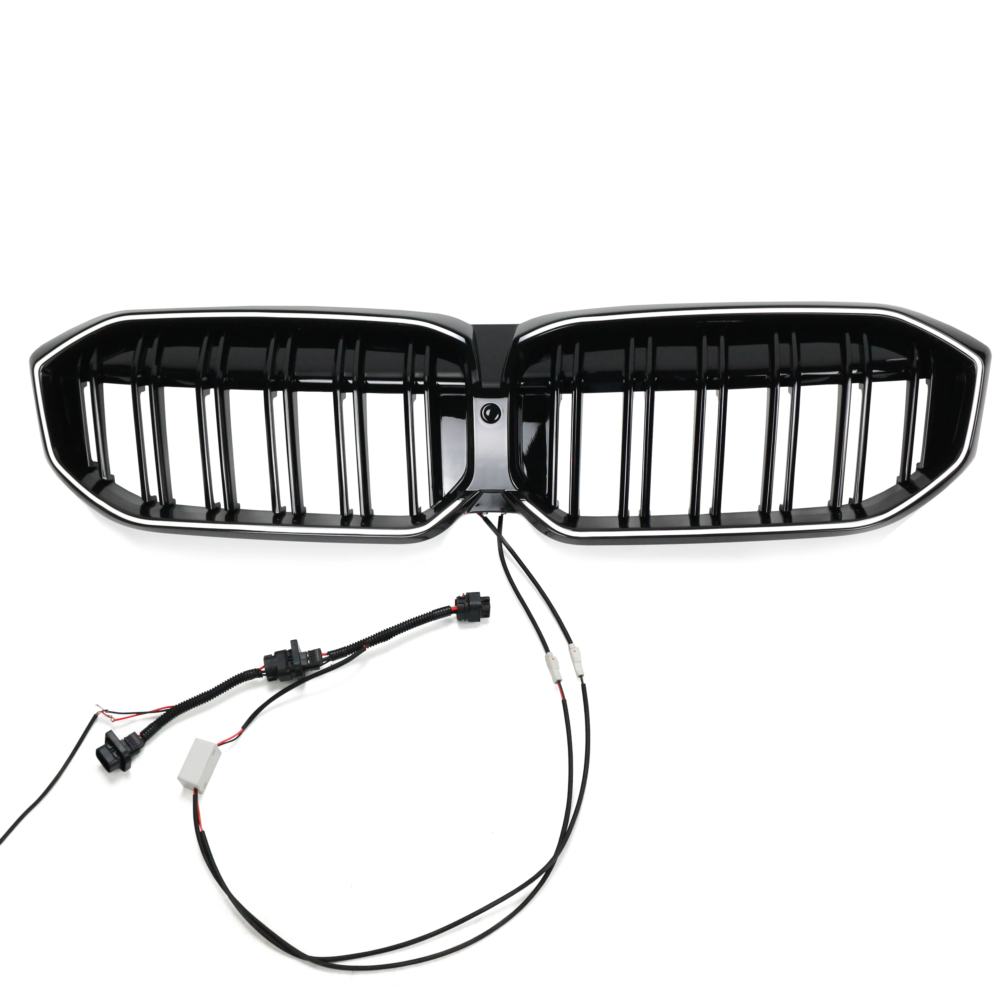 

Gloss Black Double Slats Front Grille Led Modified Upgrade Front Bumper Grill For BMW 3 Series G28 2023