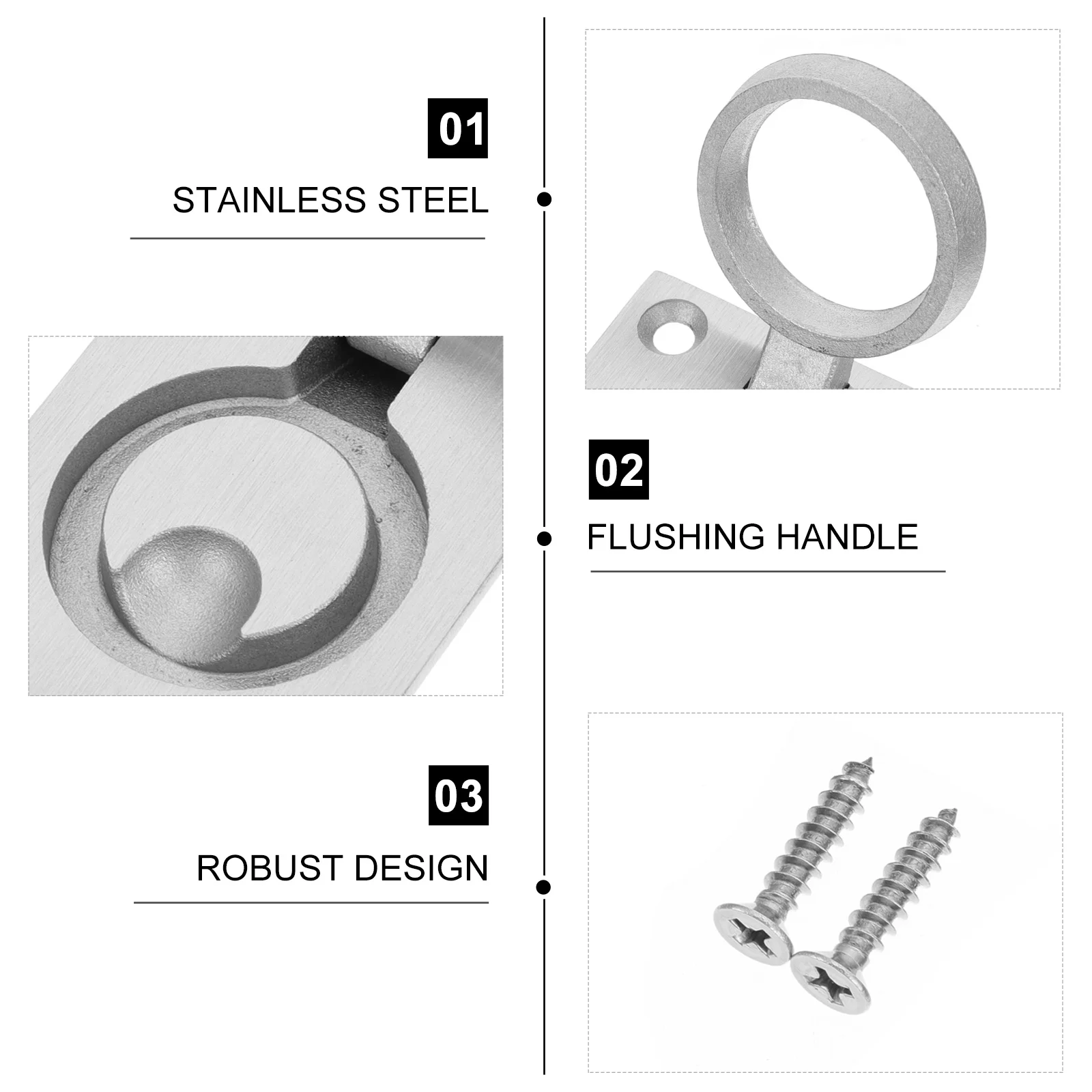 

1pc Stainless Steel Flush Mount Handle Silver Heavy Duty Boat Hatch Pull Ring For Deck Cabinet Drawer Marine Hardware