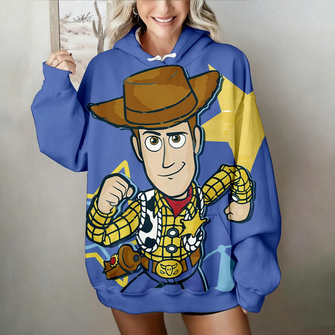 توي ستوري وودي مطبوعة المرأة شتاء دافئ المتضخم هوديي البلوز Y2K الشارع موضة قناع السترة أنيق رداء علوي غير رسمي #1