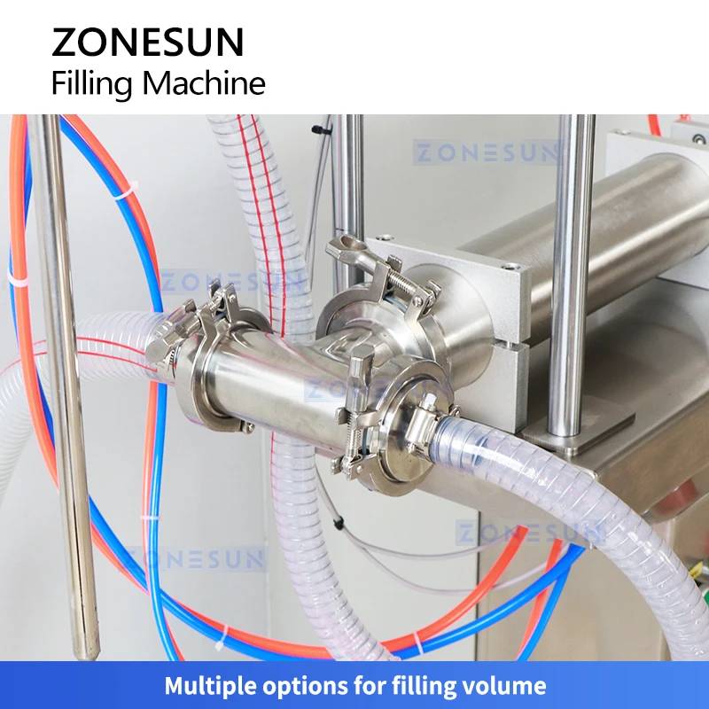 Zonesun ZS-YTFS1D Пневматический поршневой наполнитель, машина для наполнения бутылок шампуня, оборудование для наполнения толстой пасты