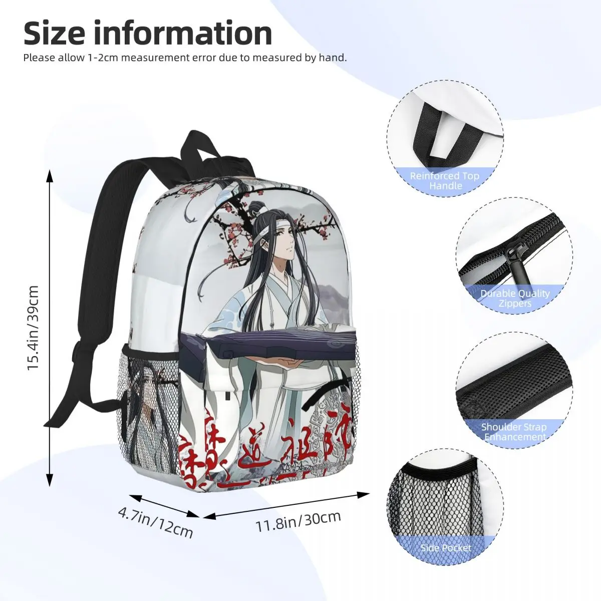 حقيبة ظهر الجامحة WangXian Bunny Mo Dao Zu Shi للطلاب والأولاد والبنات حقيبة كتب مدرسية حقائب كتف للكمبيوتر للرجال والنساء #2